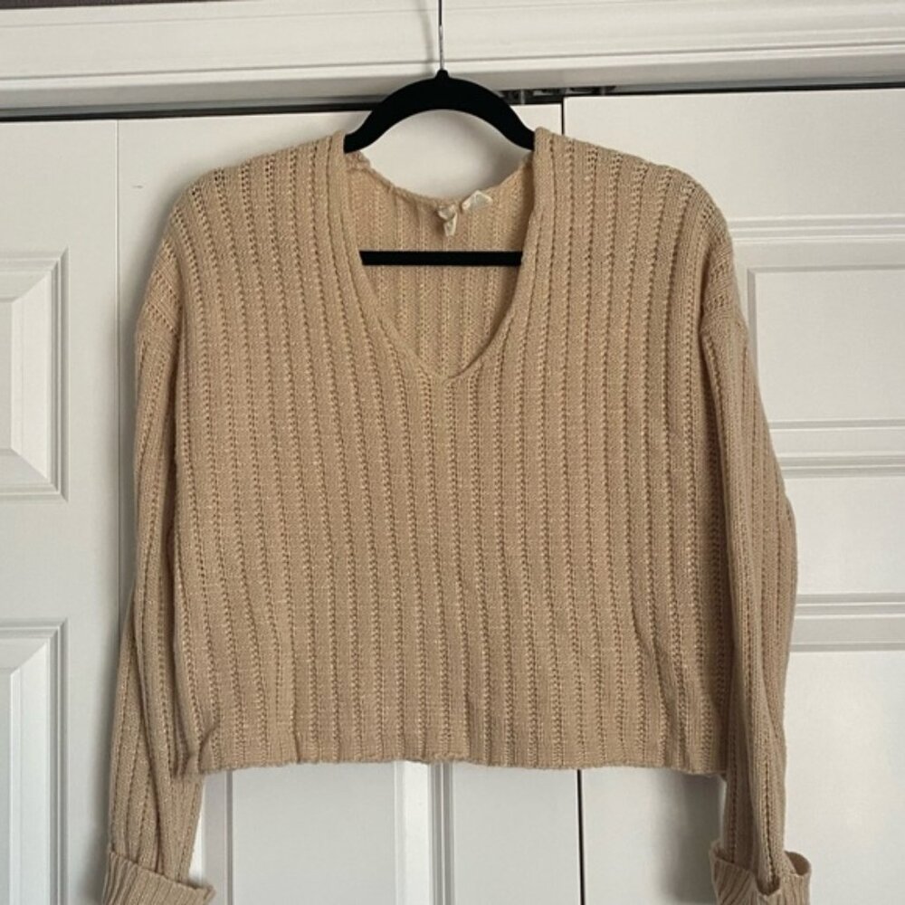 Sky and Sparrow Tan V-Neck Sweater